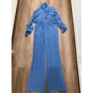 Diane Von Furstenberg Dezi Jumpsuit Size 4 Dolman Boatneck Piece Blue
